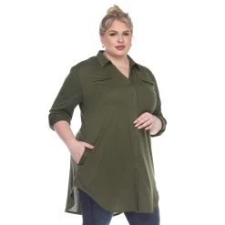 Plus Size White Mark Button Down Tunic Shirt 20 Plus Size White Mark Button Down Tunic Shirt -Kohl's store 5909040 ALT2