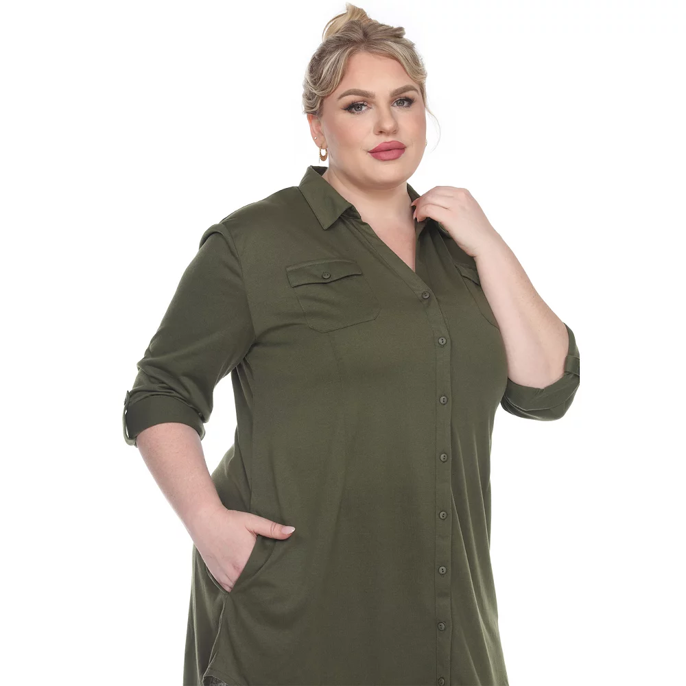 Plus Size White Mark Button Down Tunic Shirt 11 Plus Size White Mark Button Down Tunic Shirt - Image 11