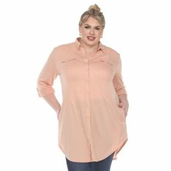 Plus Size White Mark Button Down Tunic Shirt 13 Plus Size White Mark Button Down Tunic Shirt -Kohl's store 5909040 Dusty Pink