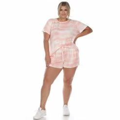 Plus Size White Mark 2-Piece Tee & Shorts Lounge Set 10 Plus Size White Mark 2-Piece Tee & Shorts Lounge Set -Kohl's store 5909061 Pink Tie Dye