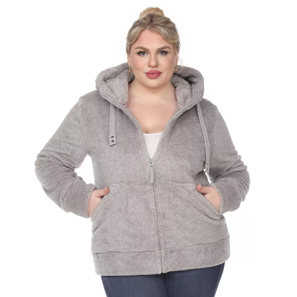 Plus Size White Mark Sherpa Hoodie 2 Plus Size White Mark Sherpa Hoodie - Image 2